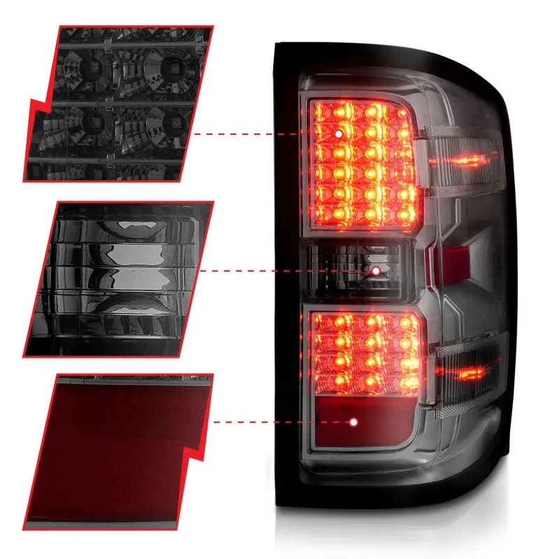 Anzo 15-19 Chevy Silverado 2500Hd/3500Hd (Halgn Only) Led Tail Lights W/Smoke Light Bar & Clear Lens 2