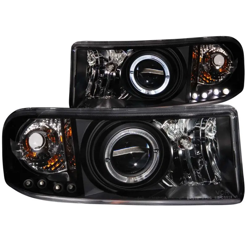 Anzo 1994-2001 Dodge Ram Projector Headlights W/ Halo Black 1