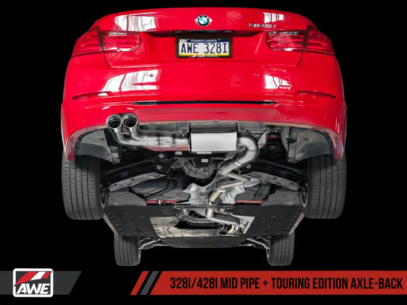 Awe Tuning Bmw F3x 28I / 30I Touring Edition Axle-Back Exhaust Single Side - 80Mm Black Tips 1