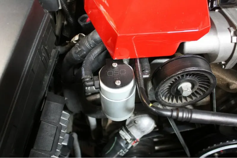 J&L 10-15 Chevrolet Camaro Ls3 6.2L Passenger Side Oil Separator 3.0 - Clear Anodized 2