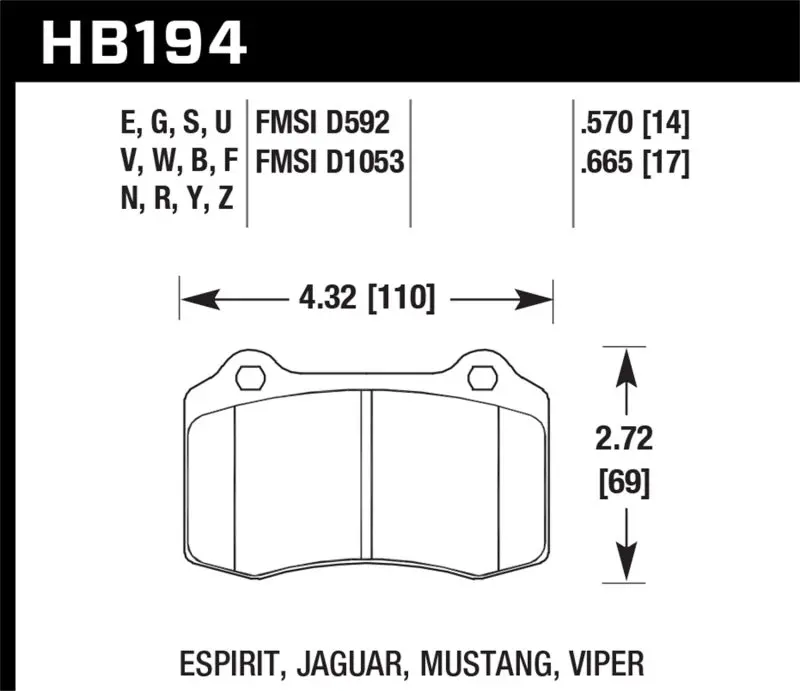 Hawk 2005-2005 Volvo S40 I Hps 5.0 Rear Brake Pads 1