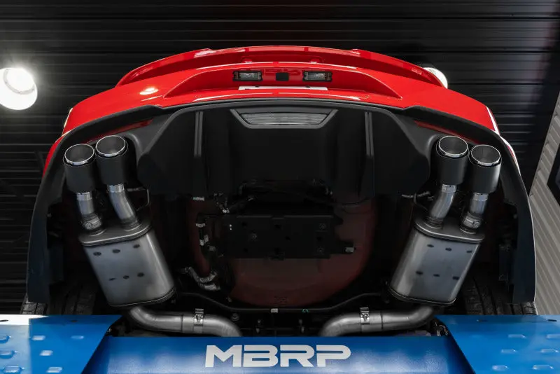 Mbrp 18-20 Ford Mustang Gt 5.0 W/ Quad Tip Active Exhaust Cat Back Split Rear T304 W/ Carb Fib Tips 2
