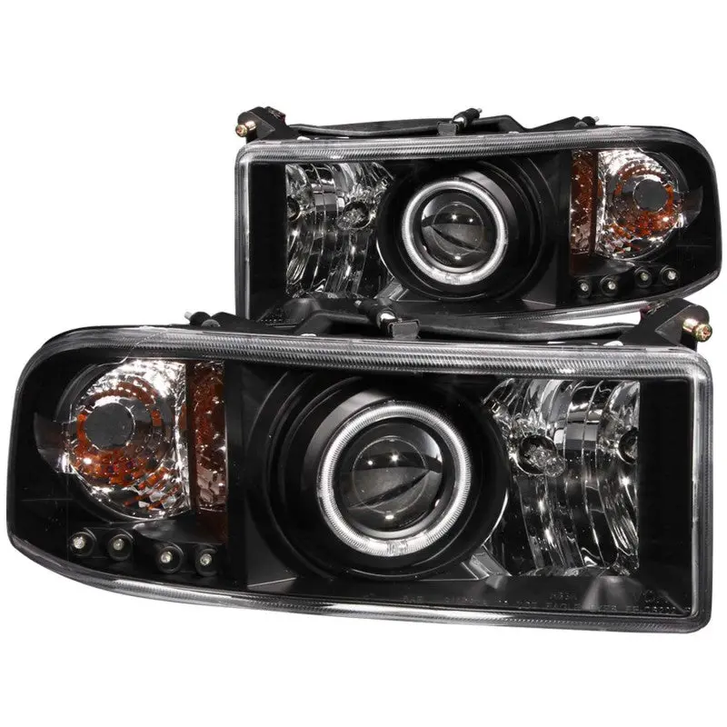 Anzo 1994-2001 Dodge Ram Projector Headlights W/ Halo Black 1