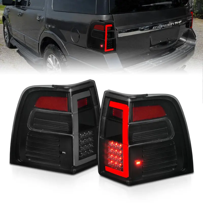 Anzo 07-17 Ford Expedition Led Taillights W/ Light Bar Black Housing Smoke Lens 1