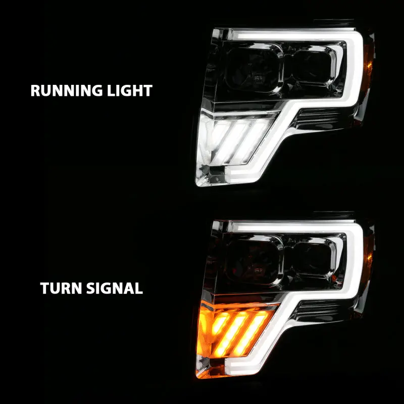 Anzo 2009-2013 Ford F-150 Projector Light Bar G4 Switchback H.L. Chrome Amber 2