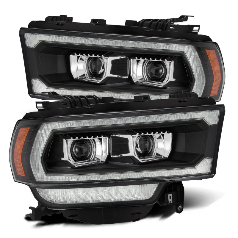Alpharex 19-21 Ram 2500 Luxx Led Proj Headlights Plank Style Black W/Activ Light/Seq Signal/Drl 1