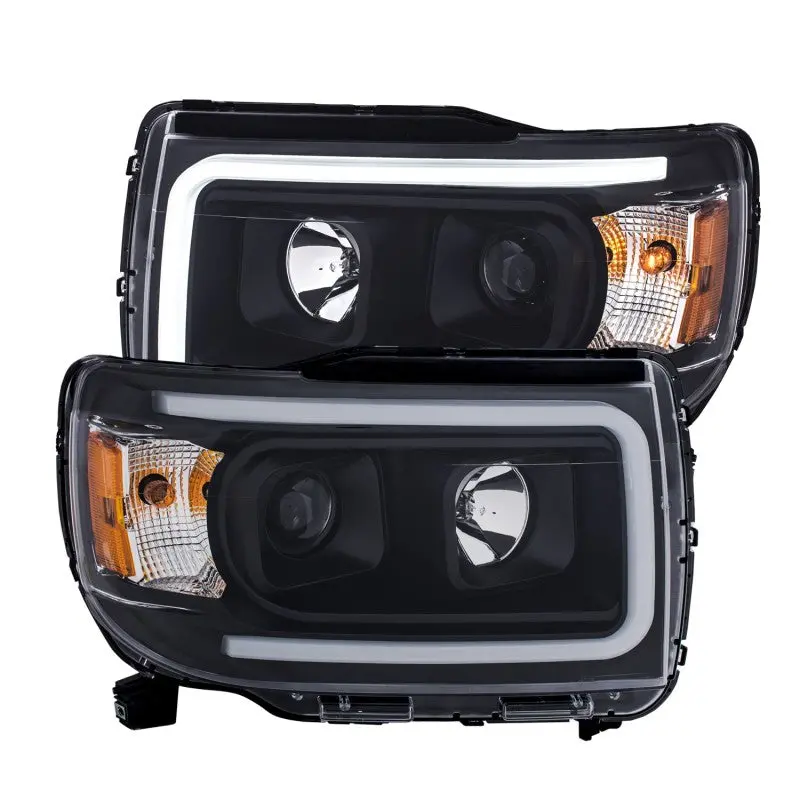 Anzo 2015+ Gmc Canyon Projector Headlights W/ Plank Style Design Black W/ Amber 1