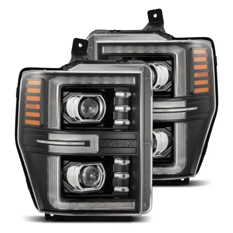 Alpharex 08-10 Ford F250-550 Luxx-Series Led Projector Headlights Black W/Activ Light/Seq Signal 1
