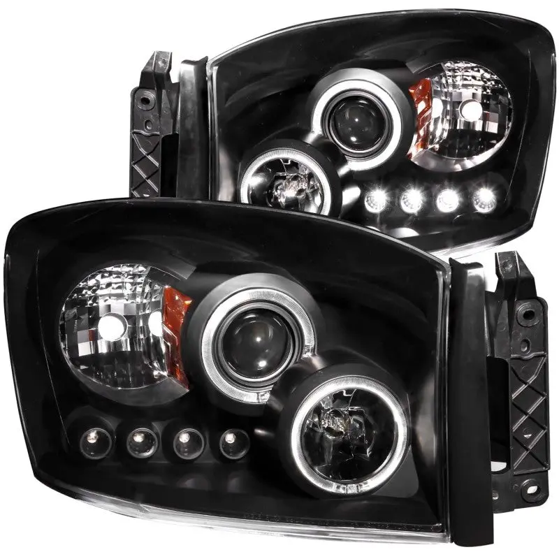 Anzo 2006-2008 Dodge Ram 1500 Projector Headlights W/ Halo Black 1