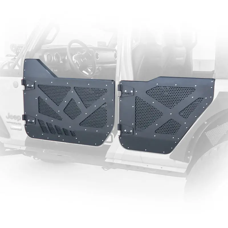 Dv8 18-22 Jeep 4 Door Jl/Jt Aluminum Half Doors With Perforated Mesh Front 2