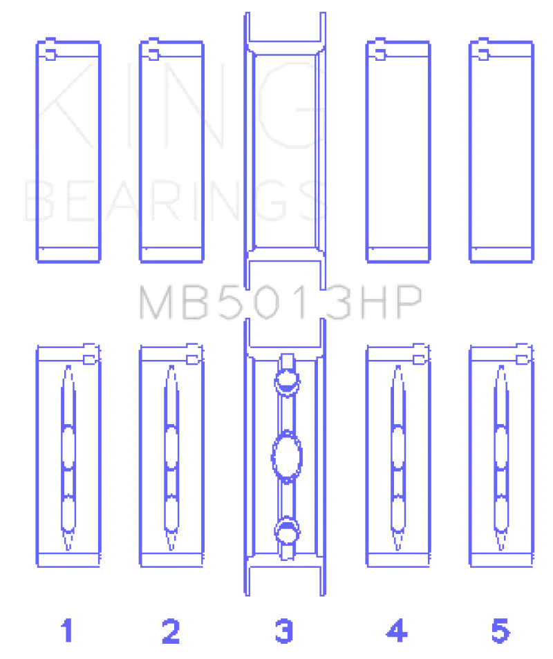 King Chevy Ls1 / Ls6 / Ls3 (Size Std) Bi-Metal Performance Main Bearing Set 1