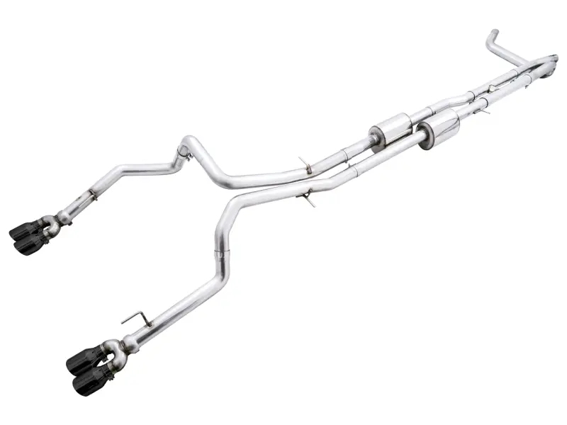 Awe Tuning 22-23 Gmc Sierra 1500 At4x 6.2L 0Fg Catback Split Dual (Flat Bumper) - Diamond Black Tips 1