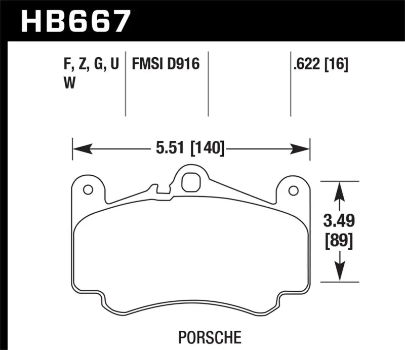 Hawk 02-05 Porsche 911 Carrera 4 Turbo Look/Carrera 4S Front Hps Street Brake Pads 1