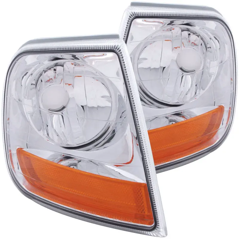 Anzo Corner Lights 1997-2003 Ford F-150 Harley - Davidson Style Corner Lights Chrome W/ Amber Rflct 1