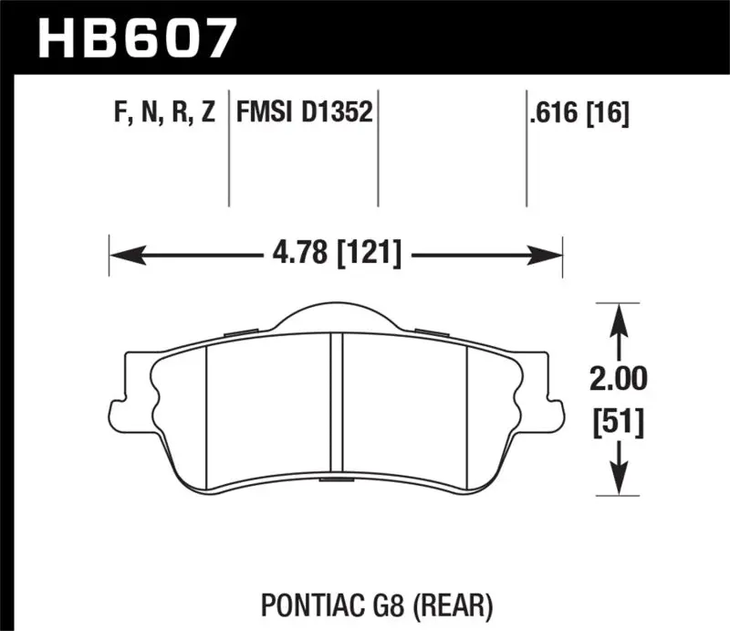Hawk 08-09 Pontiac G8 3.6 Base/6.0 Performance Ceramic Street Rear Brake Pads 1
