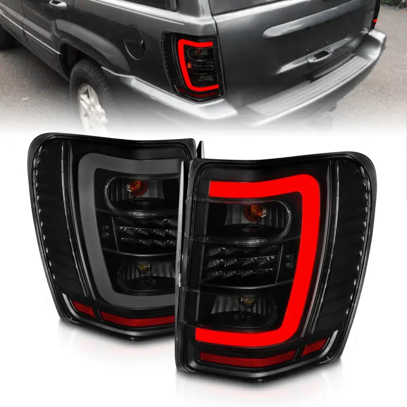 Anzo 1999-2004 Jeep Grand Cherokee Led Tail Lights W/ Light Bar Black Housing Smoke Lens 1