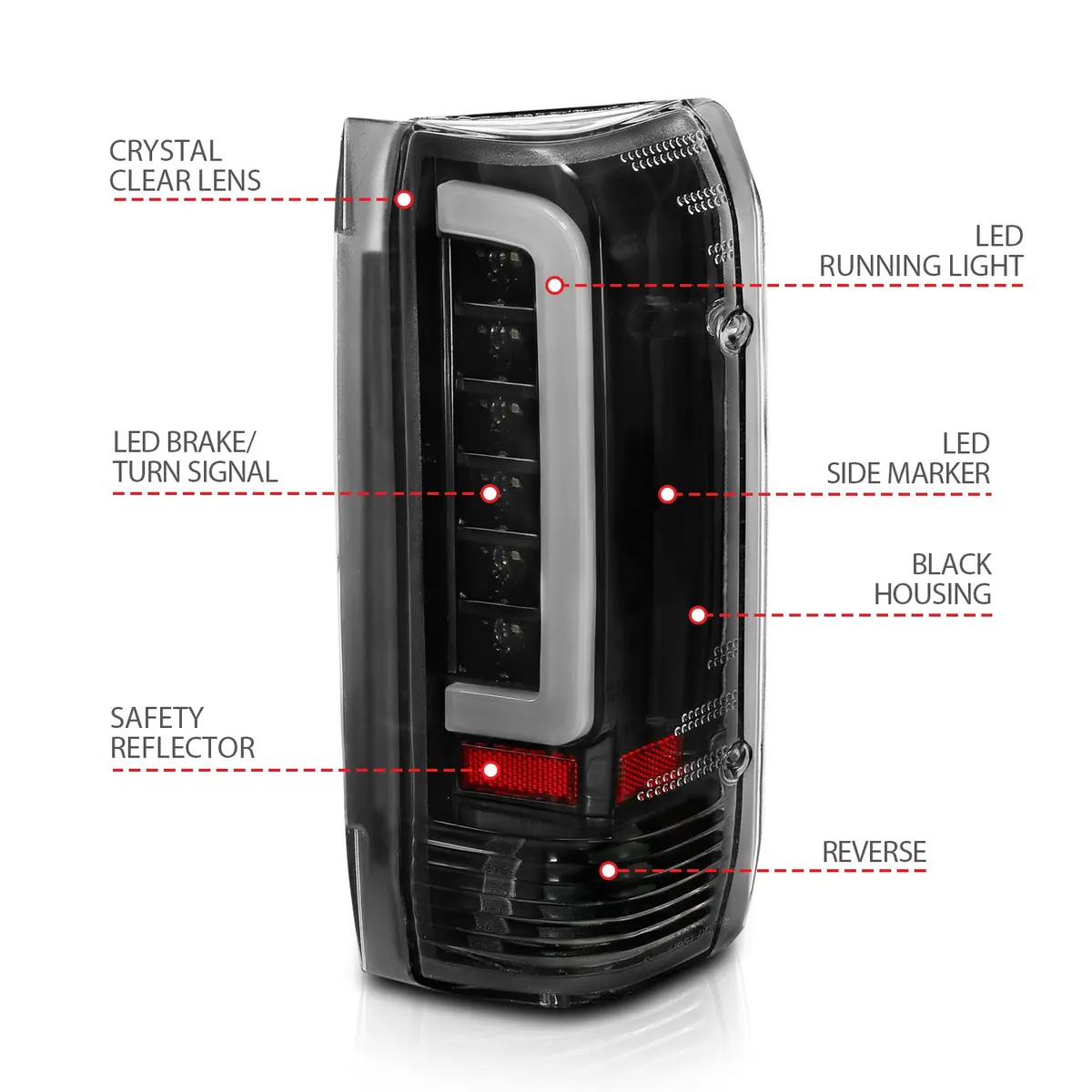 8796 F150/F250/F350/F450/8896 Bronco Led Tail Lights Black Housing Clear Lens 2