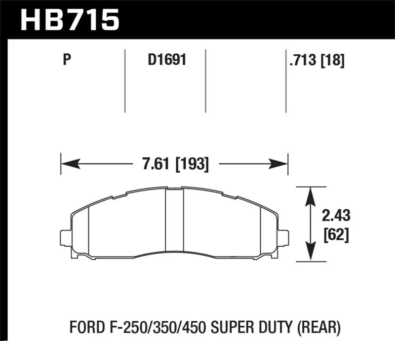 Hawk 2015 Ford F-250/350/450 Super Duty Rear Brake Pads 1