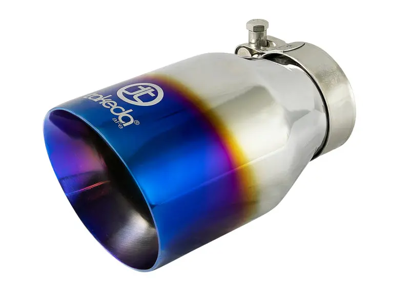Afe Takeda 304 Stainless Steel Clamp-On Exhaust Tip 2.5In Inlet / 4In Outlet - Blue Flame 1