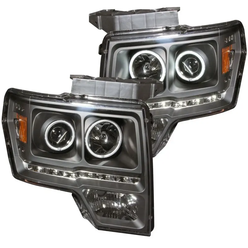 Anzo 2009-2014 Ford F-150 Projector Headlights W/ Halo Black (Ccfl) G2 1