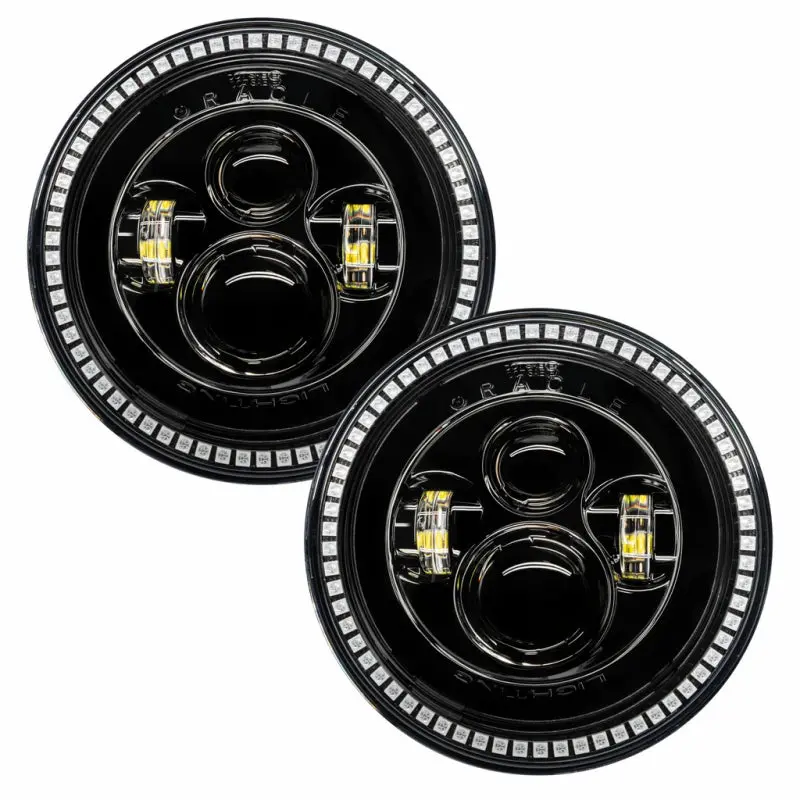 Oracle 7In High Powered Led Headlights - Black Bezel - Colorshift No Controller 1
