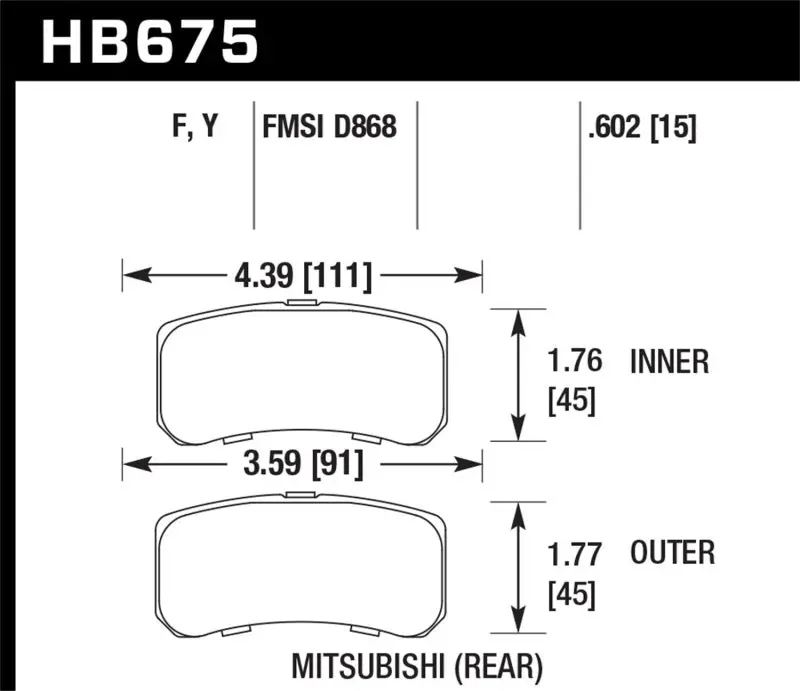 Hawk 09+ Mitsubishi Lancer Ralliart / 08+ Lancer Gts Hps Street Rear Brake Pads 2