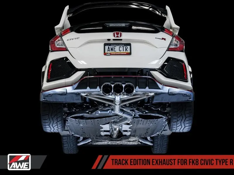 Awe Tuning 2017+ Honda Civic Type R Track Edition Exhaust W/Front Pipe & Triple Diamond Black Tips 1