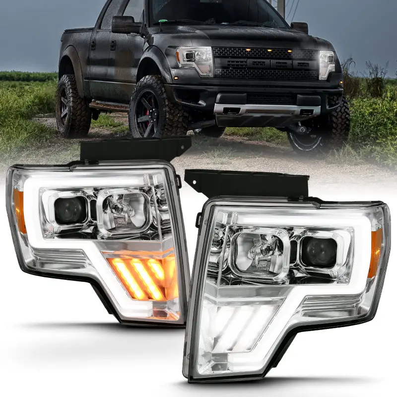 Anzo 2009-2013 Ford F-150 Projector Light Bar G4 Switchback H.L. Chrome Amber 1