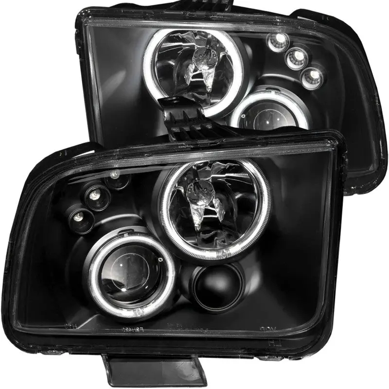 Anzo 2005-2009 Ford Mustang Projector Headlights W/ Halo Black 1
