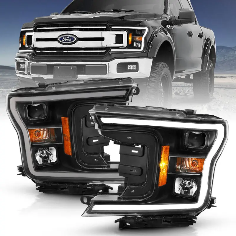 Anzo 2018-2019 Ford F-150 Projector Plank Style H.L. Black Amber (Without Switchback) 1