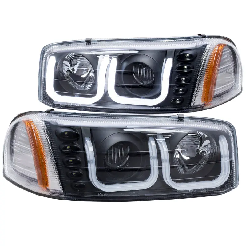 Anzo 1999-2006 Gmc Sierra 1500 Projector Headlights W/ U-Bar Black 1