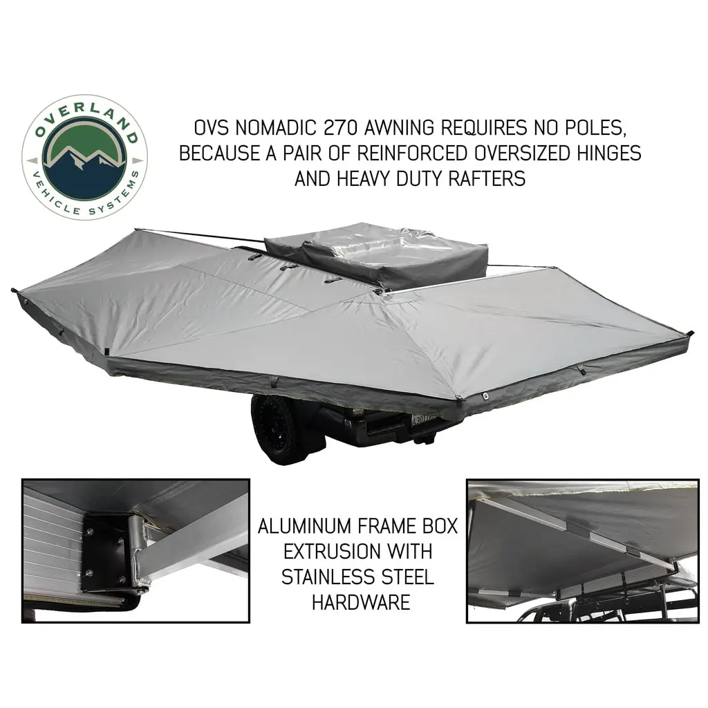 Awning Tent 270 Degree Driver Side Dark Gray Cover With Black Cover Nomadic 2