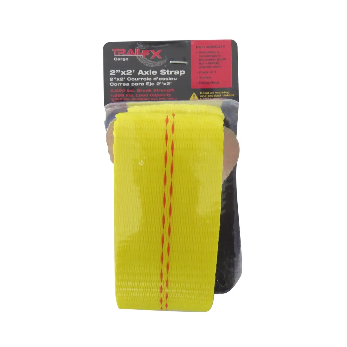 Axle Strap 24' X 2" 1,666Lb With D-Ring - Yellow 1
