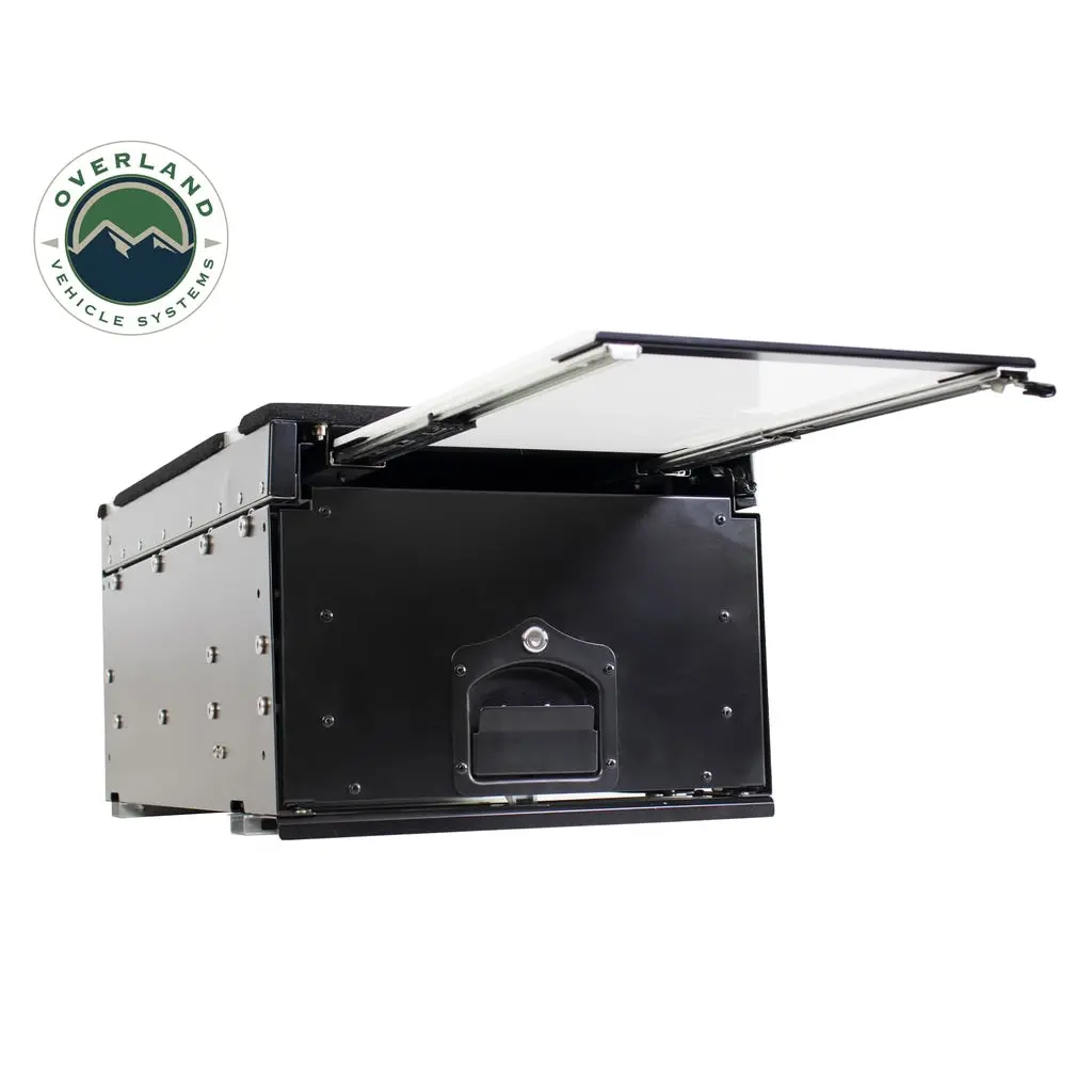 Cargo Box With Slide Out Drawer & Working Station Size Black Powder Coat 2