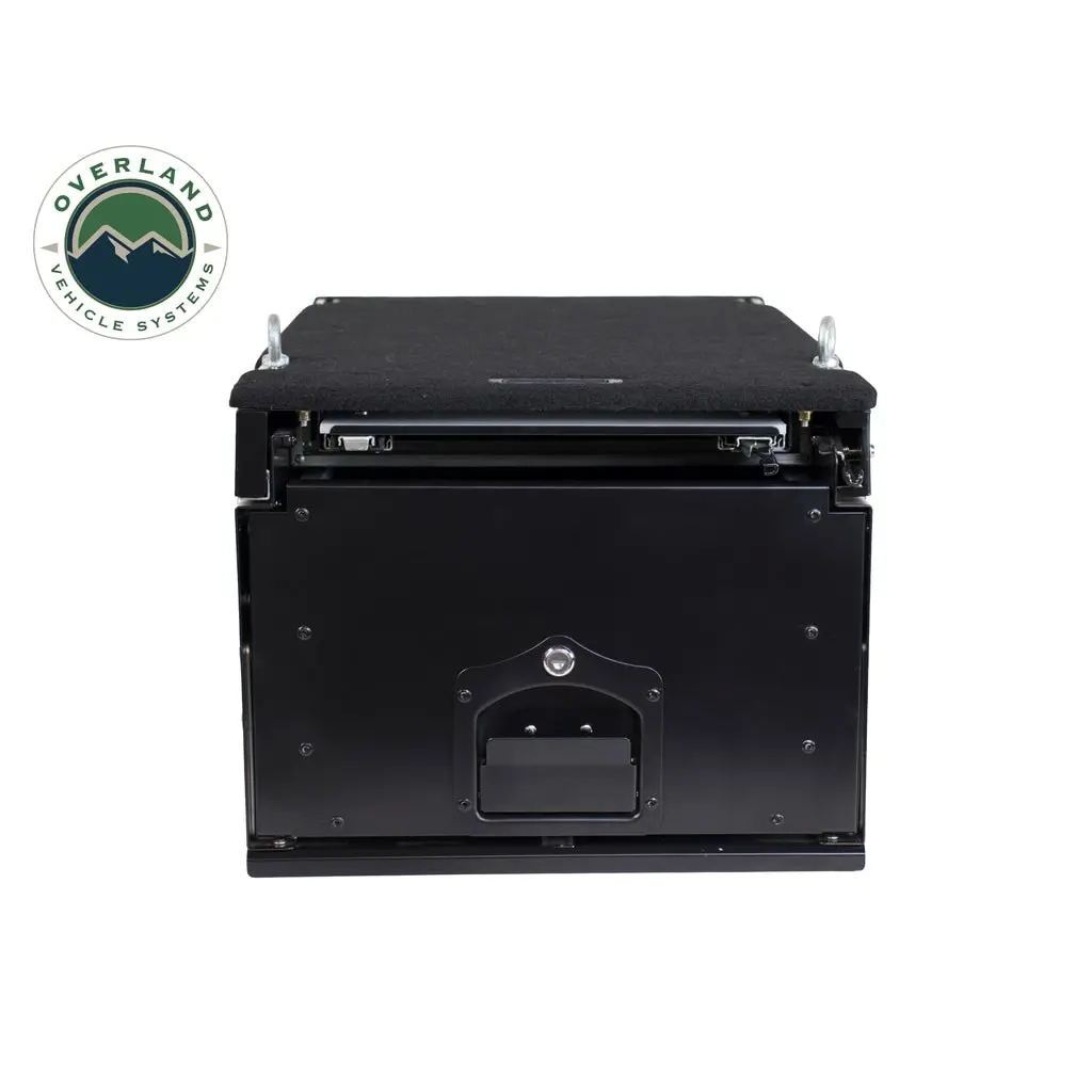 Cargo Box With Slide Out Drawer & Working Station Size Black Powder Coat 1