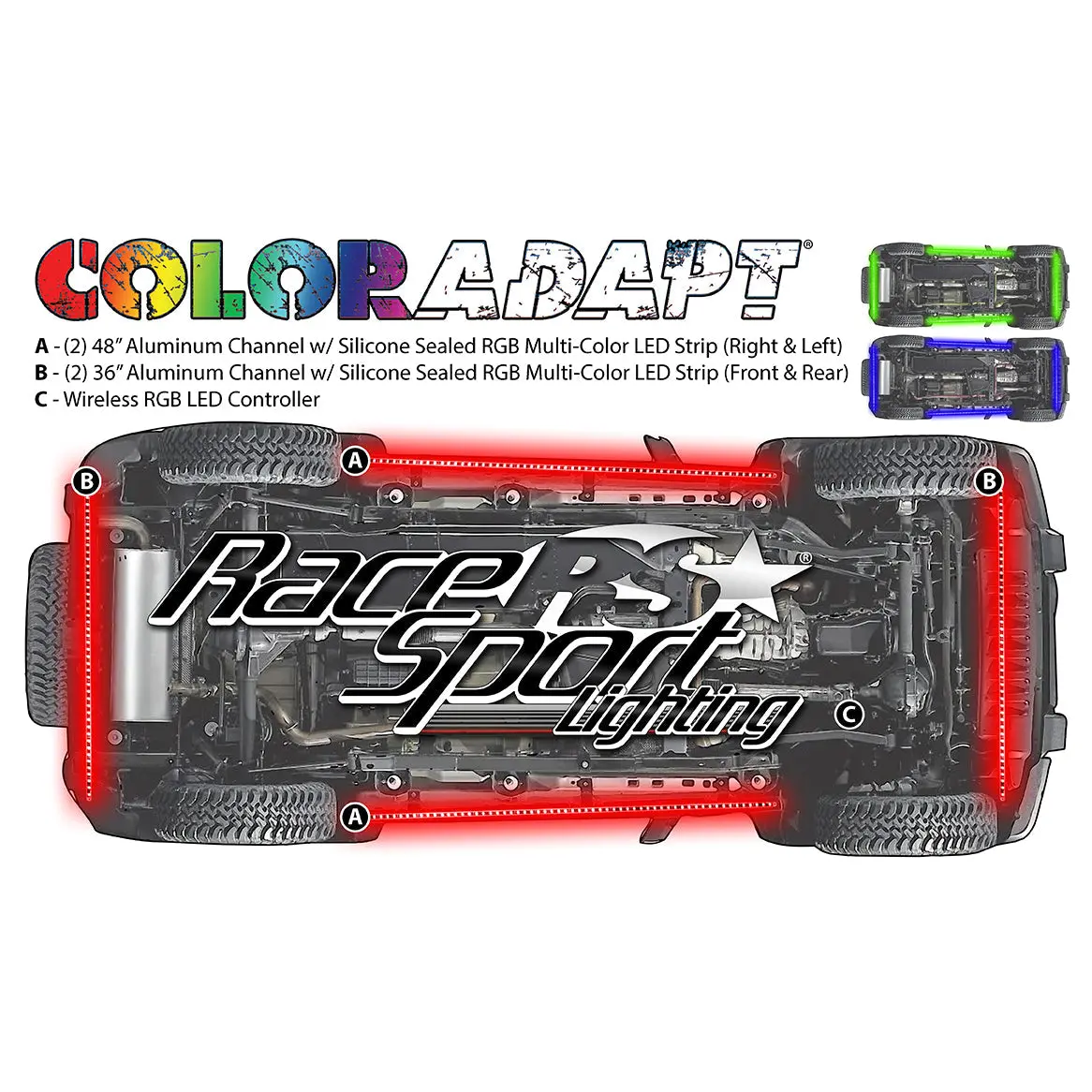 Coloradapt Adaptive Rgb Led Aluminum Solid Underbody Kit 2