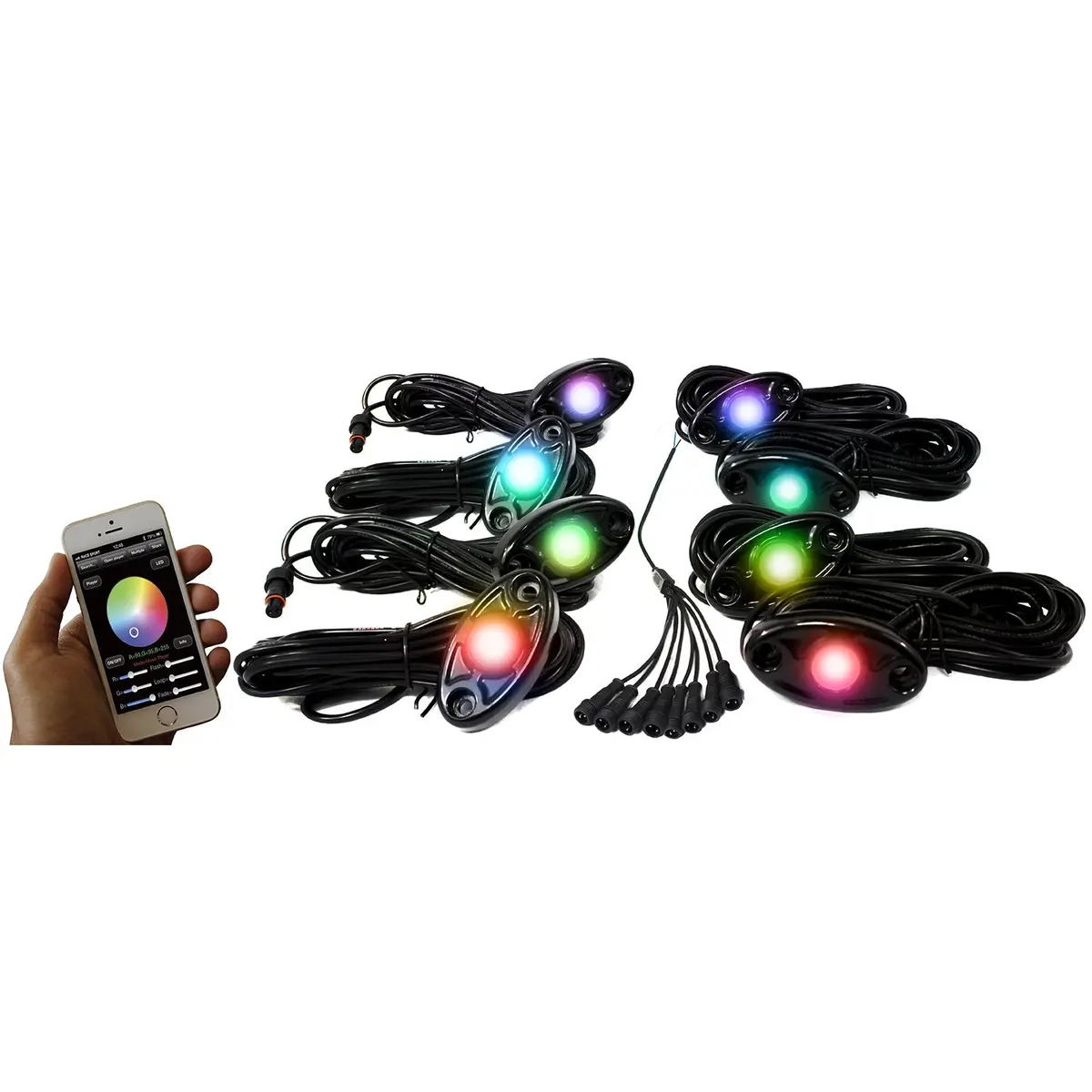 Colorsmart 8-Pod Led Rock Light Kit (Rgb Multi-Color W/ Black Housings) 1