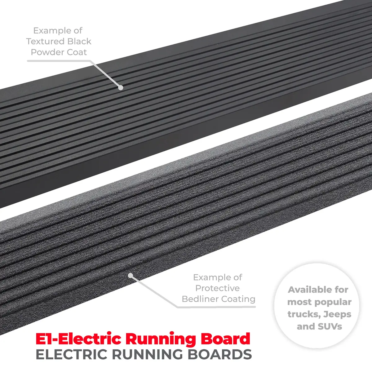 E1 Electric Running Board Kit - Textured Black (4 Door) 2