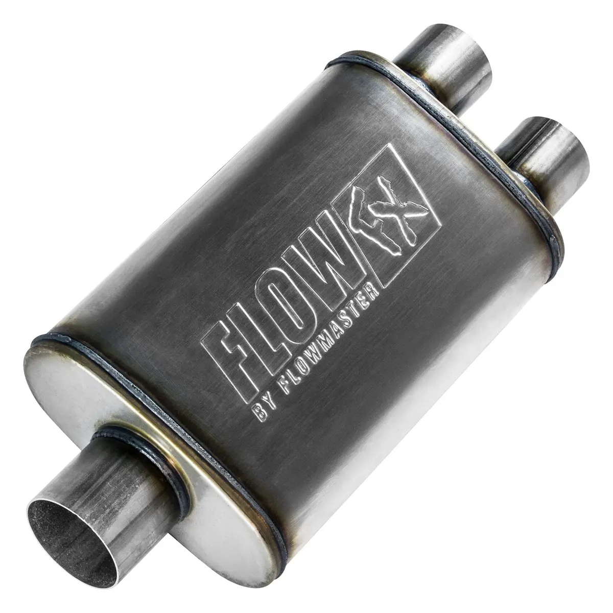 Flowfx Muffler - 3.00 Center In/ 2.50 Dual Out - Moderate Sound - Stainless Steel 1