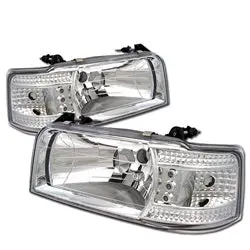 Ford F150 92-96/Ford Bronco 92-96 1Pc Led ( Leds)Crystal Headlights Chrm Hd-Yd-Fb92-1Pc-C 1
