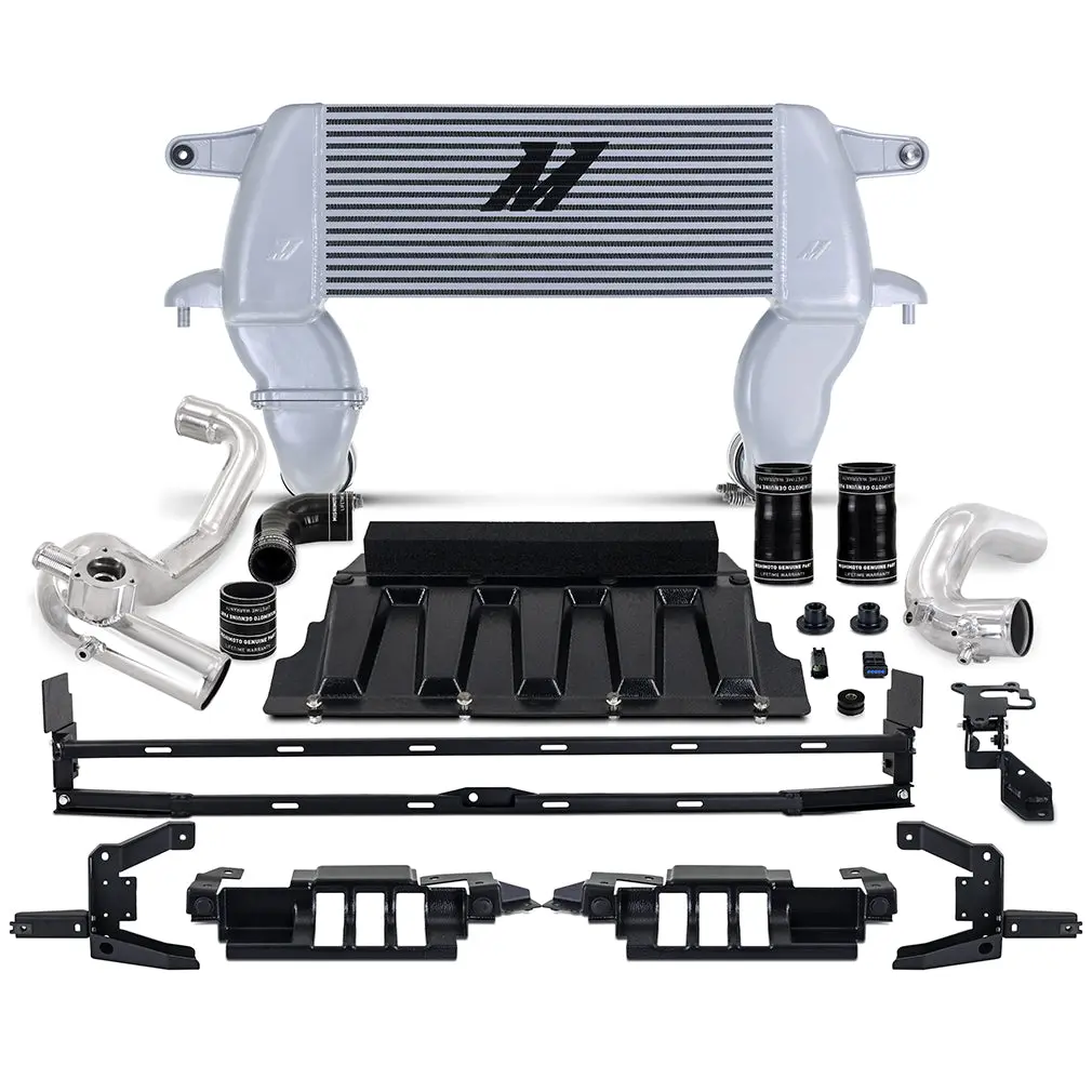 High-Mount Intercooler Kit, 2021+ Ford Bronco 2.3L, Silver Core, Polished Pipes 1