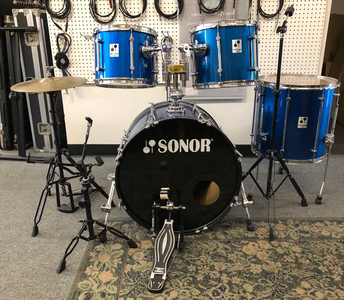 Sonor 2001 Force Drum Set (Blue) With Hardware 1