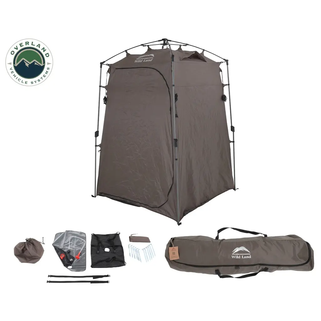 Portable Shower And Privacy Room Retractable Floor, Amenity Pouches 5X7' Quick Set Up 1