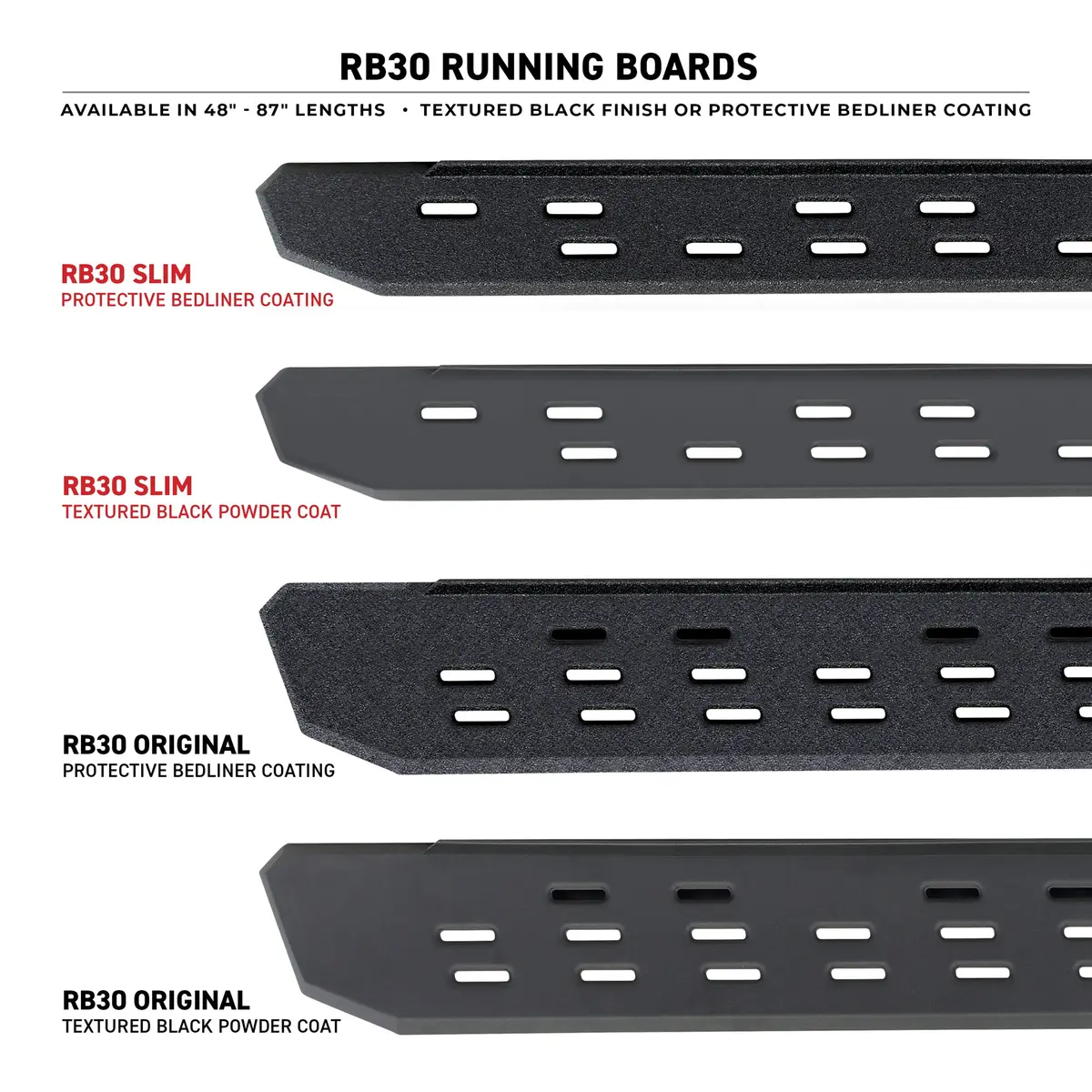 Rb30 Running Boards With Mounting Bracket Kit - Textured Black (2 Door) 2