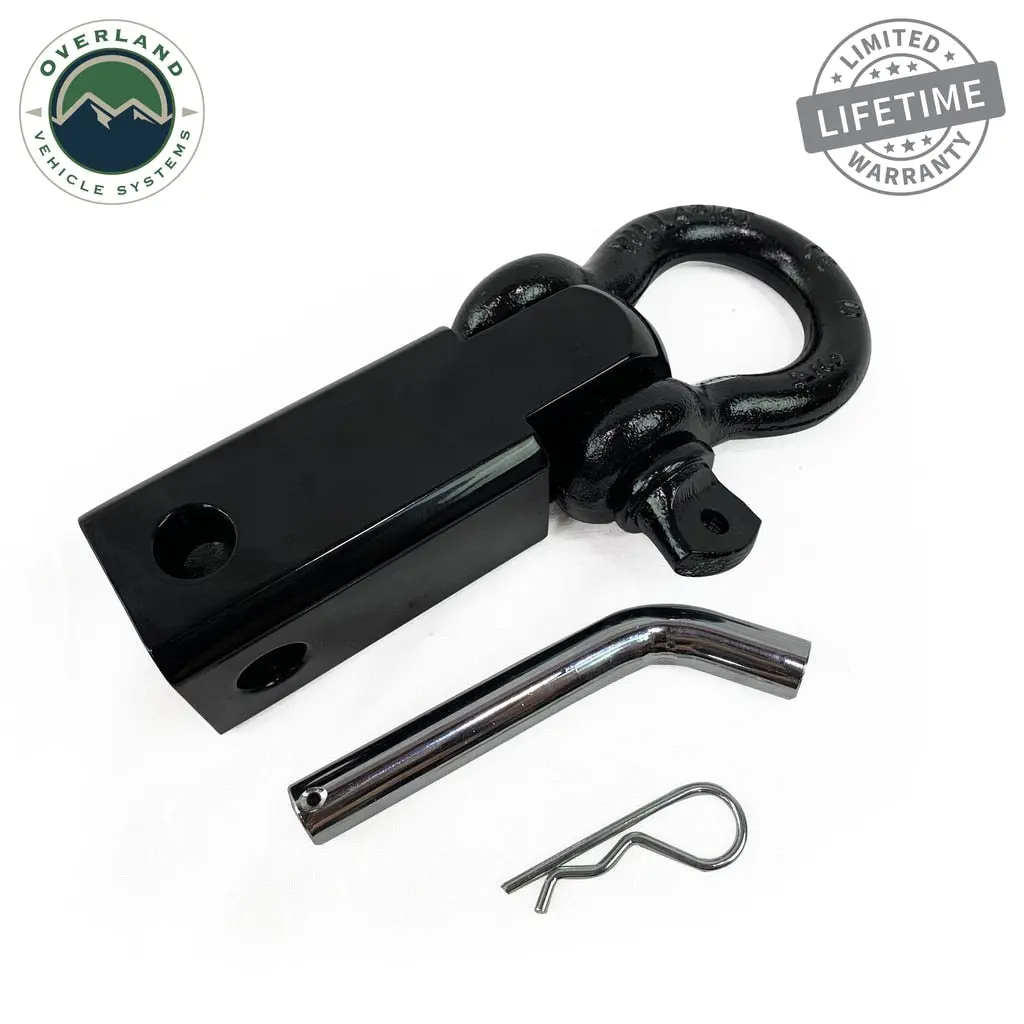 Receiver Mount Recovery Shackle 3/4" 4.75 Ton With Dual Hole Black 1