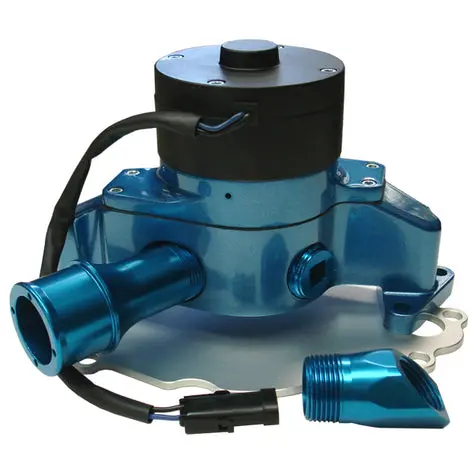 Sbf Aluminum Electric Water Pump - Fittings Included; Blue Powdercoat 1