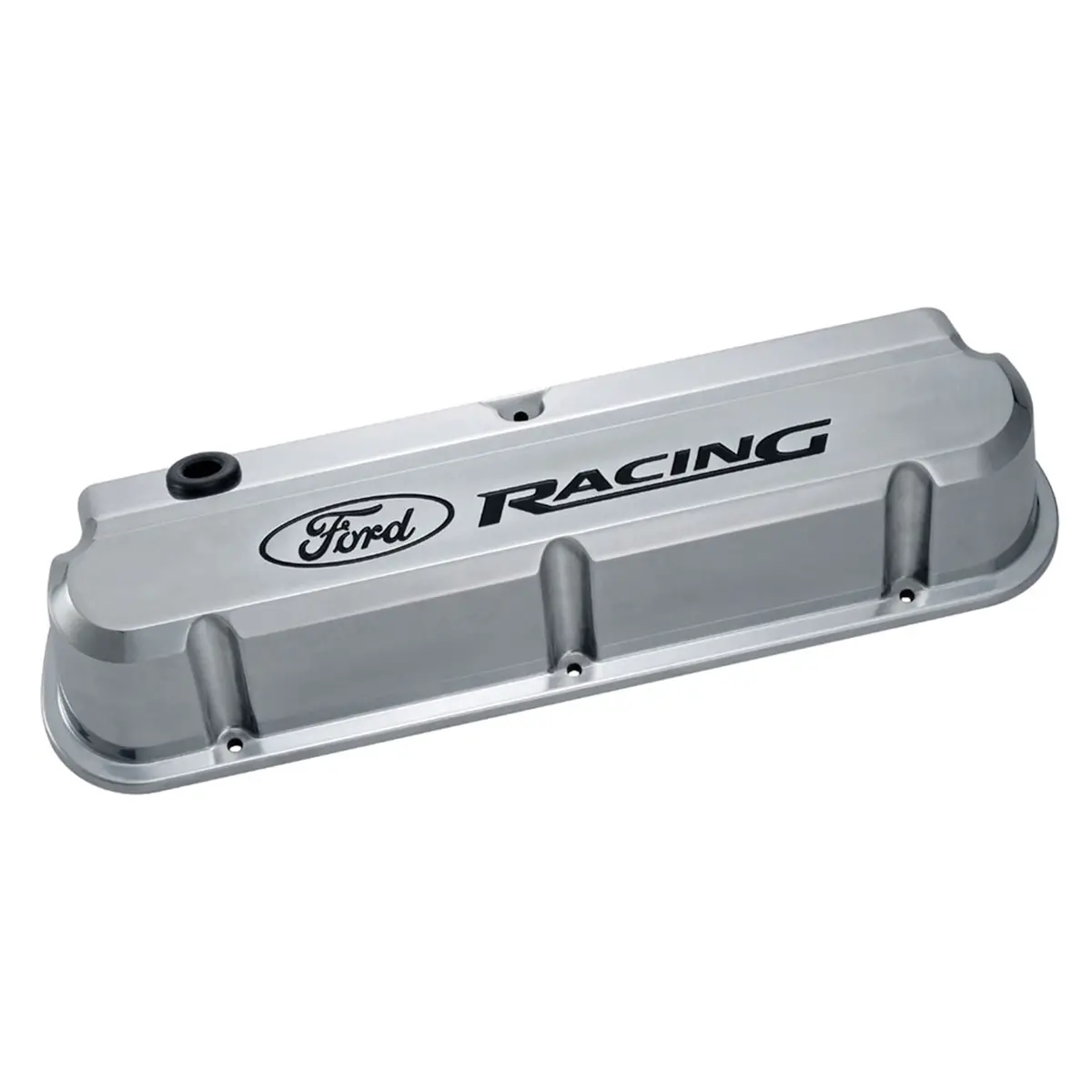 Slant Edge Valve Cover Set With Ford Racing Logo - Polished 1