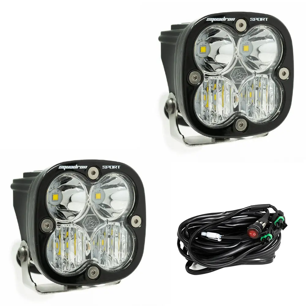 Squadron Sport Black Driving/Combo Led Auxiliary Light Pod Pair - Clear 1