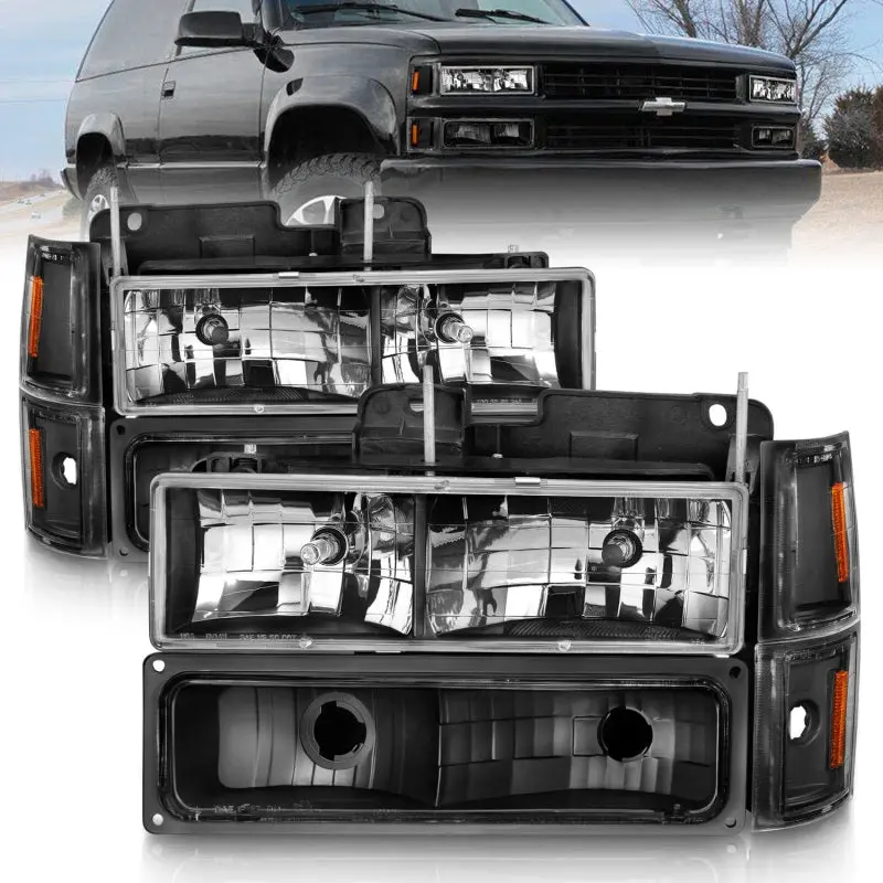 Anzo 88-98 Chevrolet C1500 Crystal Headlights Black 2