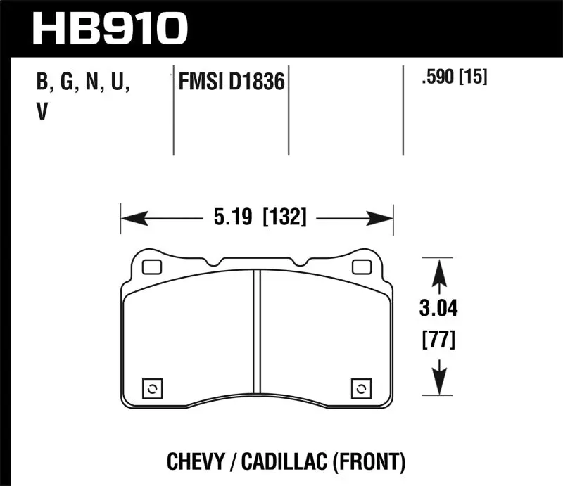 Hawk 15-16 Cadillac Xts / Chevrolet Corvette Hps 5.0 Front Brake Pads 1